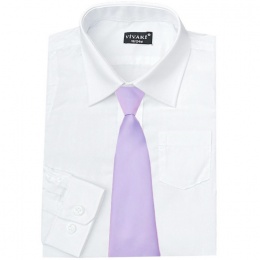 Boys White Formal Shirt & Lilac Tie